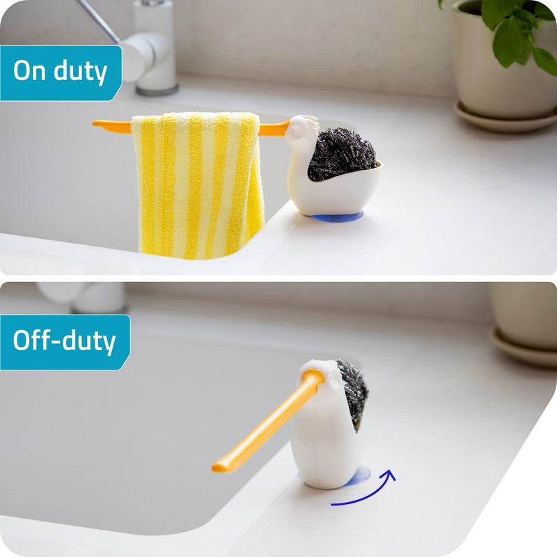PELEG DESIGN Pelix Plastic Sponge and Cloth Holder for Kitchen Sink Caddy with Suction Cup, 2 in 1 Dish Kitchen Organizer and Decor, Fits All Dish Scrubber, Sponge and Cloth Standard Size - Image 4